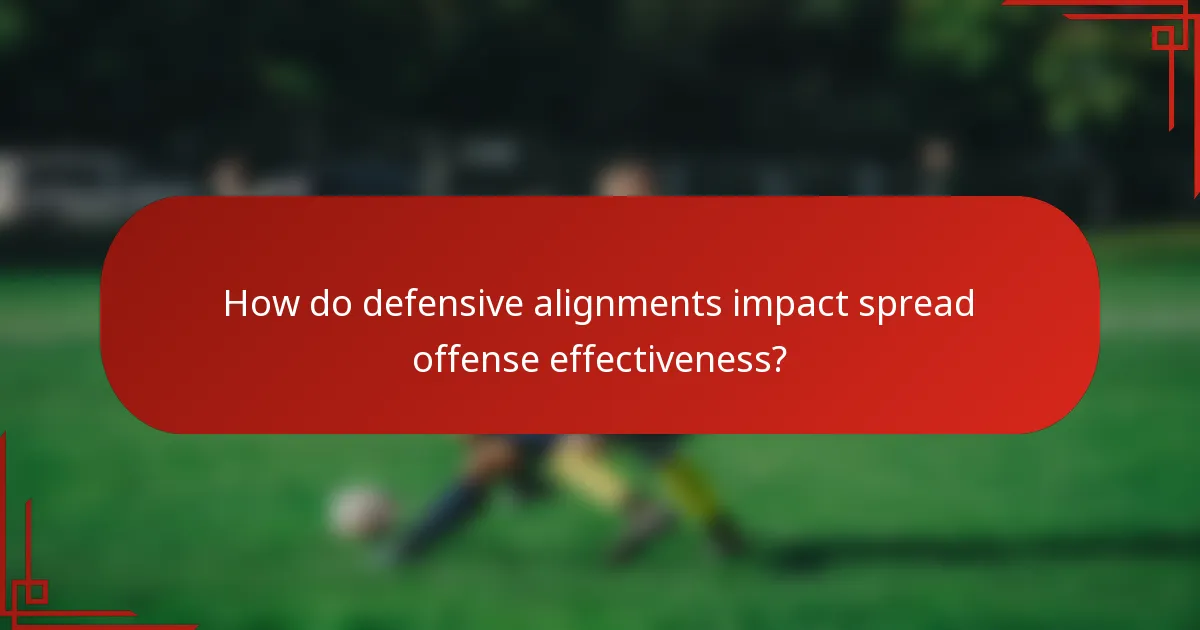 How do defensive alignments impact spread offense effectiveness?