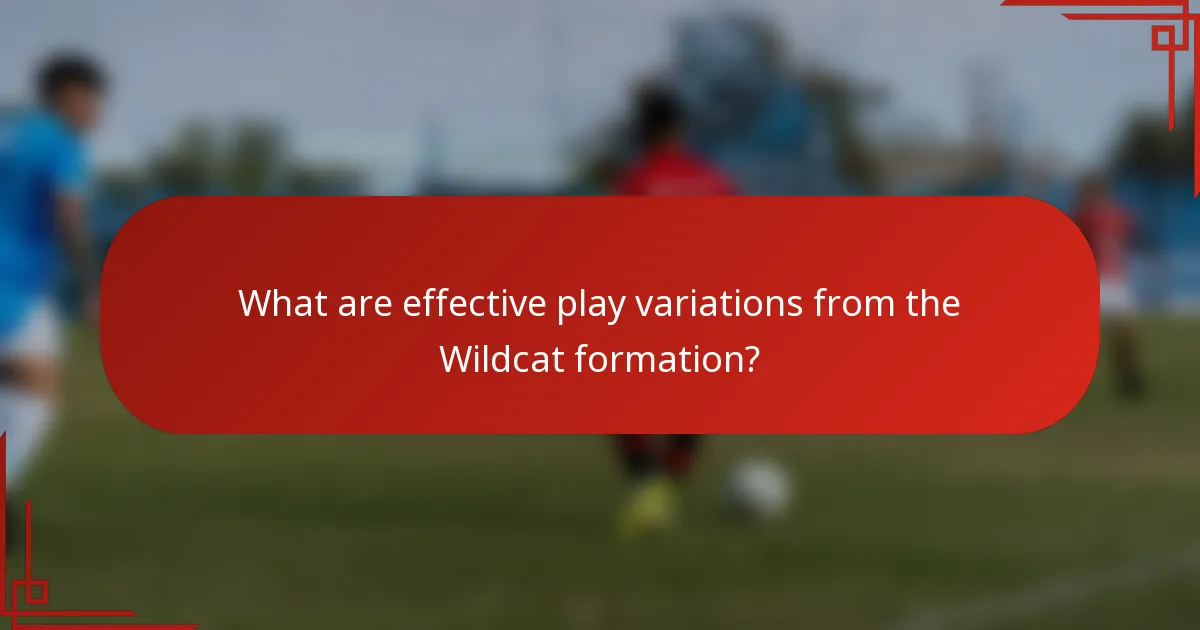 What are effective play variations from the Wildcat formation?